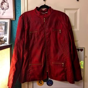 Chico's Moto Red Jacket Size 3